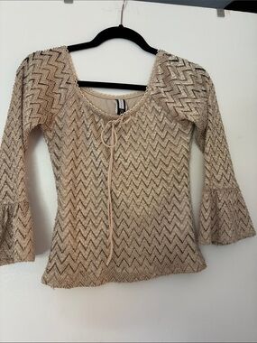 Vintage Forever21 2000sy2k Chevron Knit Bell-Sleeve Women's Top boho